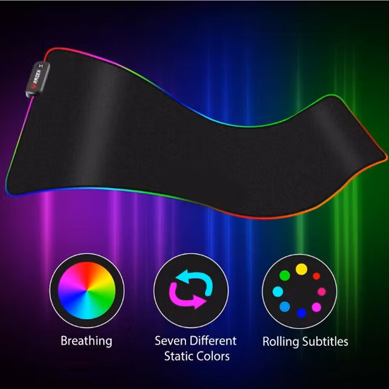 Tapete de teclado grande estendido personalizado RGB LED brilhante Tapete de mesa de presente promocional Tapete de mesa para jogadores de borracha natural Tapete de mouse para jogos Acessórios de computador para jogadores